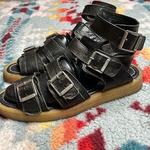 John Fluevog Muskoka black leather strappy sandals
